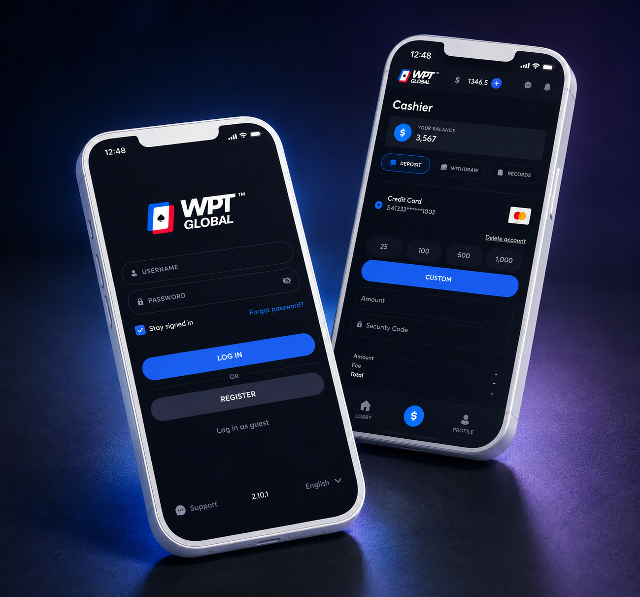 WPT Global手机端客户端界面