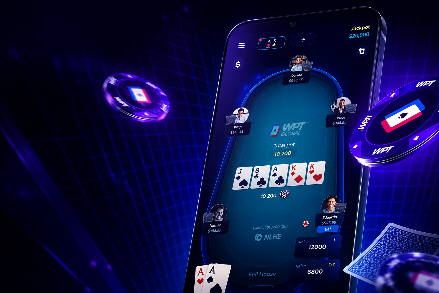 WPT扑克多设备客户端视觉展示